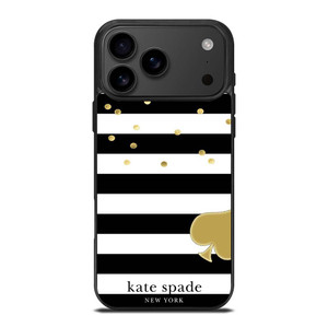 KATE SPADE NEW YORK LOGO GOLDEN POLKADOTS STRIPES PATTERN iPhone 17 Pro Max Case Cover
