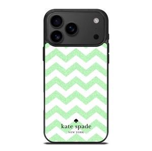 KATE SPADE NEW YORK LOGO GREEN CHEVRON PATTERN iPhone 17 Pro Max Case Cover