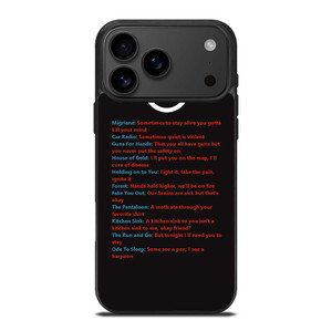 LYRICS OF TWENTY ONE PILOTS iPhone 17 Pro Max Case Cover