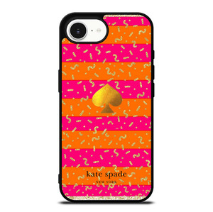 KATE SPADE NEW YORK YELLOW PINK STRIPES GLITTER iPhone 16e Case Cover