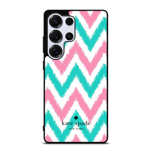 KATE SPADE NEW YORK LOGO GREEN PINK CHEVRON PATTERN Samsung Galaxy S25 Ultra Case Cover