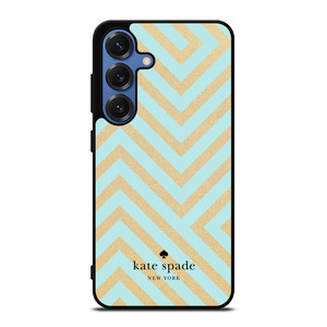 KATE SPADE NEW YORK LOGO GOLDEN GREEN CHEVRON PATTERN Samsung Galaxy S25 Case Cover