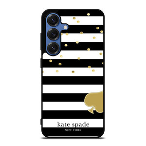 KATE SPADE NEW YORK LOGO GOLDEN POLKADOTS STRIPES PATTERN Samsung Galaxy S25 Case Cover