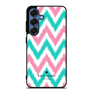 KATE SPADE NEW YORK LOGO GREEN PINK CHEVRON PATTERN Samsung Galaxy S25 Case Cover