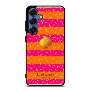KATE SPADE NEW YORK YELLOW PINK STRIPES GLITTER Samsung Galaxy S25 Case Cover