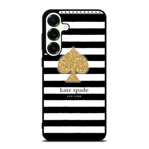 KATE SPADE NEW YORK GOLD LOGO STRIPES PATTERN Samsung Galaxy S25 Plus Case Cover