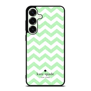 KATE SPADE NEW YORK LOGO GREEN CHEVRON PATTERN Samsung Galaxy S25 Plus Case Cover
