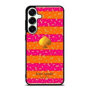 KATE SPADE NEW YORK YELLOW PINK STRIPES GLITTER Samsung Galaxy S25 Plus Case Cover