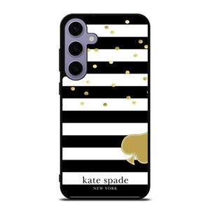 KATE SPADE NEW YORK LOGO GOLDEN POLKADOTS STRIPES PATTERN Samsung Galaxy S24 Plus Case Cover