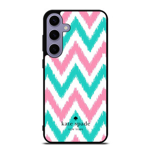 KATE SPADE NEW YORK LOGO GREEN PINK CHEVRON PATTERN Samsung Galaxy S24 Plus Case Cover