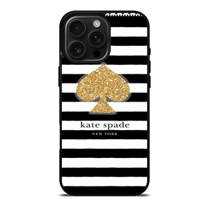 KATE SPADE NEW YORK GOLD LOGO STRIPES PATTERN iPhone 16 Pro Max Case Cover
