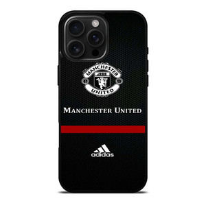 MANCHESTER UNITED FC LOGO FOOTBALL ADIDAS BLACK iPhone 16 Pro Max Case Cover