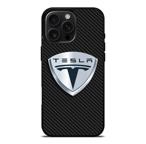 TESLA MOTORS EMBLEM CARBON iPhone 16 Pro Max Case Cover