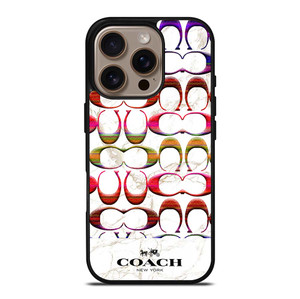 COACH NEW YORK COLORFULL PATTERN MARBLE iPhone 16 Pro Case Cover