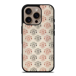 MANCHESTER UNITED FC FOOTBALL LOGO COLLAGE iPhone 16 Pro Case Cover