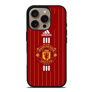 MANCHESTER UNITED FC LOGO FOOTBALL ADIDAS STRIPES iPhone 16 Pro Case Cover