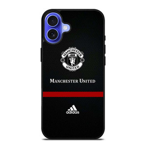 MANCHESTER UNITED FC LOGO FOOTBALL ADIDAS BLACK iPhone 16 Plus Case Cover