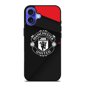 MANCHESTER UNITED LOGO BLACK iPhone 16 Plus Case Cover