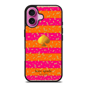 KATE SPADE NEW YORK YELLOW PINK STRIPES GLITTER iPhone 16 Plus Case Cover