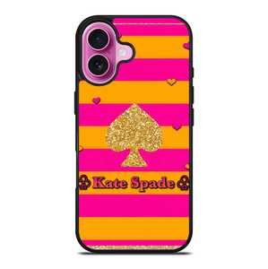 KATE SPADE NEW YORK YELLOW PINK STRIPES ICON iPhone 16 Plus Case Cover
