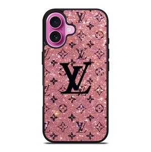 LOUIS VUITTON LV LOGO PINK SPARKLE iPhone 16 Plus Case Cover