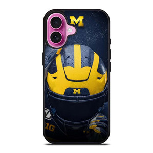 MICHIGAN WOLVERINES LOGO FOOTBALL HELMET iPhone 16 Plus Case Cover