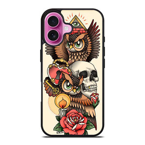 OWL STEAMPUNK ILLUMINATI TATTOO iPhone 16 Plus Case Cover