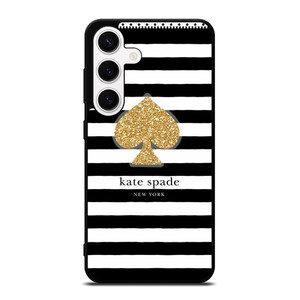 KATE SPADE NEW YORK GOLD LOGO STRIPES PATTERN Samsung Galaxy S24 Case Cover