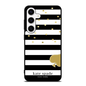 KATE SPADE NEW YORK LOGO GOLDEN POLKADOTS STRIPES PATTERN Samsung Galaxy S24 Case Cover