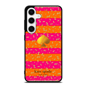 KATE SPADE NEW YORK YELLOW PINK STRIPES GLITTER Samsung Galaxy S24 Case Cover