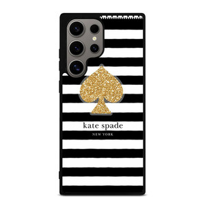 KATE SPADE NEW YORK GOLD LOGO STRIPES PATTERN Samsung Galaxy S24 Ultra Case Cover
