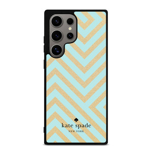 KATE SPADE NEW YORK LOGO GOLDEN GREEN CHEVRON PATTERN Samsung Galaxy S24 Ultra Case Cover