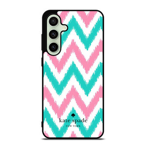 KATE SPADE NEW YORK LOGO GREEN PINK CHEVRON PATTERN Samsung Galaxy S24 FE Case Cover
