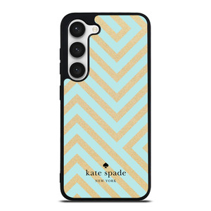 KATE SPADE NEW YORK LOGO GOLDEN GREEN CHEVRON PATTERN Samsung Galaxy S23 Case Cover