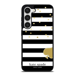 KATE SPADE NEW YORK LOGO GOLDEN POLKADOTS STRIPES PATTERN Samsung Galaxy S23 Case Cover