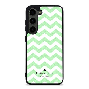 KATE SPADE NEW YORK LOGO GREEN CHEVRON PATTERN Samsung Galaxy S23 Plus Case Cover