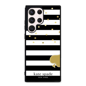 KATE SPADE NEW YORK LOGO GOLDEN POLKADOTS STRIPES PATTERN Samsung Galaxy S23 Ultra Case Cover
