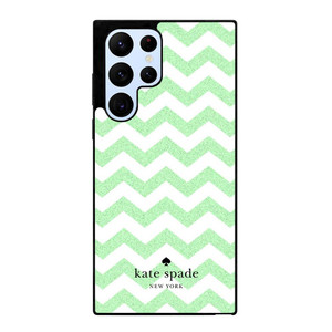KATE SPADE NEW YORK LOGO GREEN CHEVRON PATTERN Samsung Galaxy S22 Ultra Case Cover