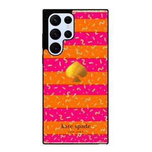 KATE SPADE NEW YORK YELLOW PINK STRIPES GLITTER Samsung Galaxy S22 Ultra Case Cover