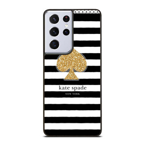 KATE SPADE NEW YORK GOLD LOGO STRIPES PATTERN Samsung Galaxy S21 Ultra Case Cover