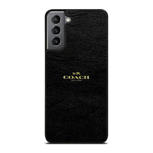 COACH NEW YORK BLACK LEATHERWARE LOGO ICON Samsung Galaxy S21 Plus Case Cover
