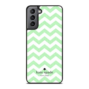 KATE SPADE NEW YORK LOGO GREEN CHEVRON PATTERN Samsung Galaxy S21 Plus Case Cover