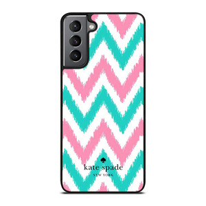 KATE SPADE NEW YORK LOGO GREEN PINK CHEVRON PATTERN Samsung Galaxy S21 Plus Case Cover