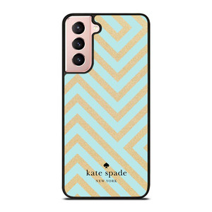 KATE SPADE NEW YORK LOGO GOLDEN GREEN CHEVRON PATTERN Samsung Galaxy S21 Case Cover