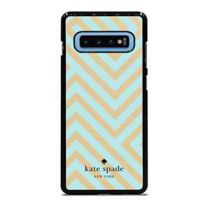 KATE SPADE NEW YORK LOGO GOLDEN GREEN CHEVRON PATTERN Samsung Galaxy S10 Plus Case Cover