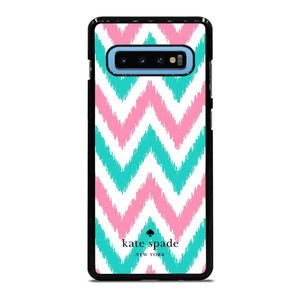 KATE SPADE NEW YORK LOGO GREEN PINK CHEVRON PATTERN Samsung Galaxy S10 Plus Case Cover
