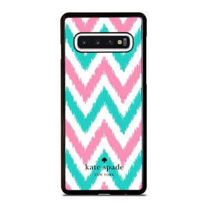 KATE SPADE NEW YORK LOGO GREEN PINK CHEVRON PATTERN Samsung Galaxy S10 Case Cover