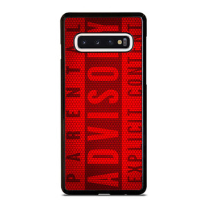 PARENTAL ADVISORY EXPLICIT CONTENT CARBON Samsung Galaxy S10 Case Cover