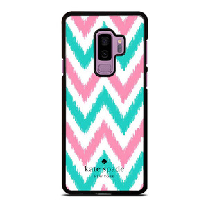 KATE SPADE NEW YORK LOGO GREEN PINK CHEVRON PATTERN Samsung Galaxy S9 Plus Case Cover