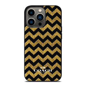 COACH NEW YORK GOLD ZIG ZAG iPhone 13 Pro Case Cover